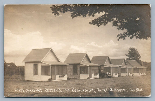 N.ELLSWORTH ME HURD'S OVERNIGHT COTTAGES ANTIQUE REAL PHOTO POSTCARD RPPC