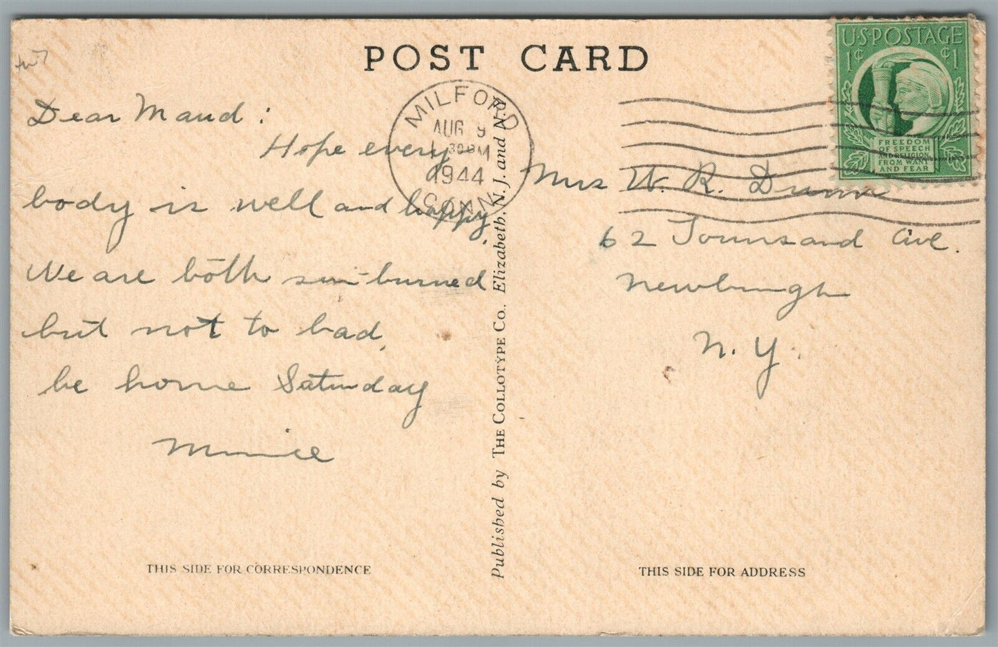 MILFORD CT SCHERMERHORN HOME ANTIQUE POSTCARD