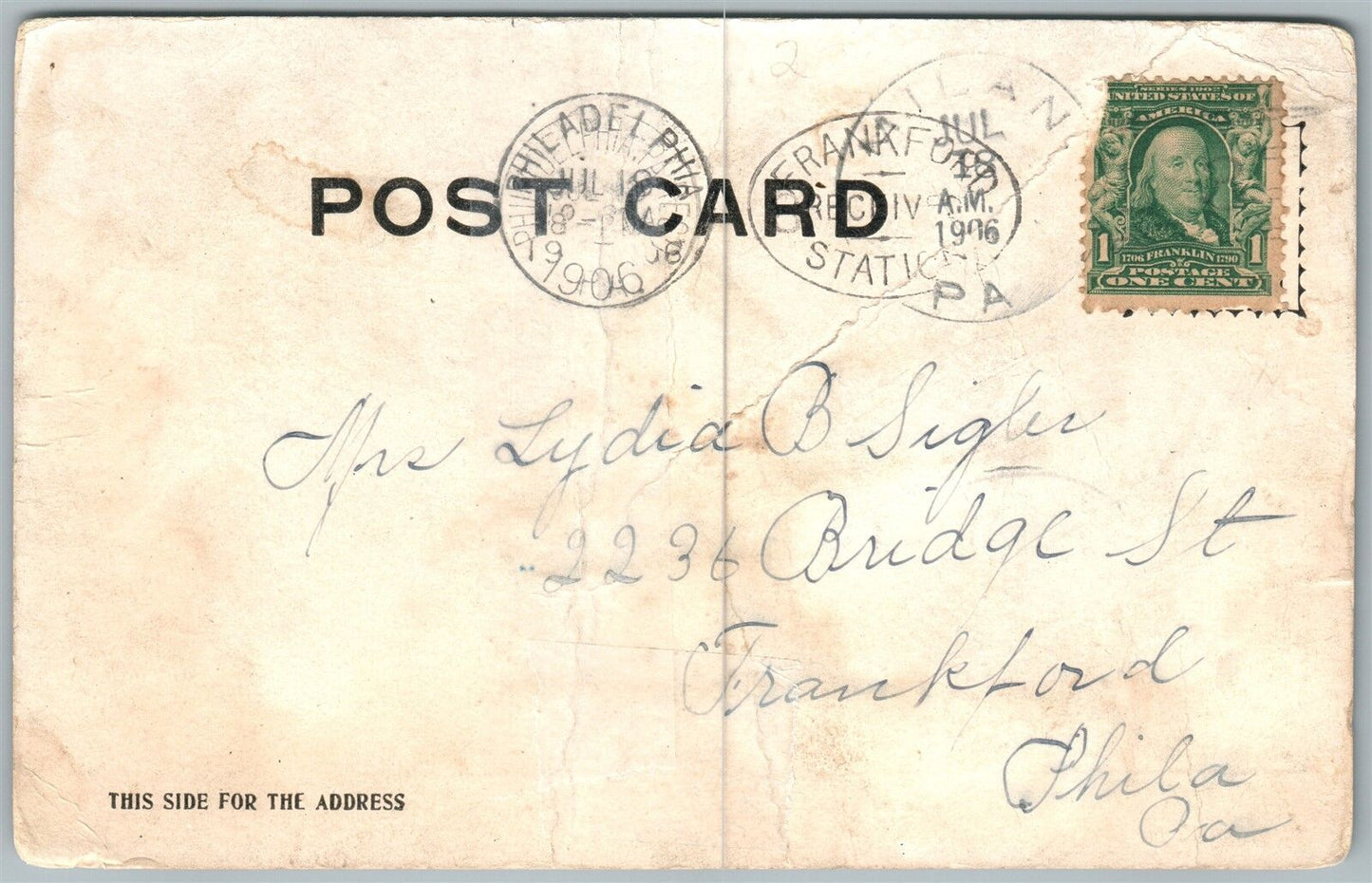 ATHENS PA HIGH SCHOOL 1906 ANTIQUE POSTCARD