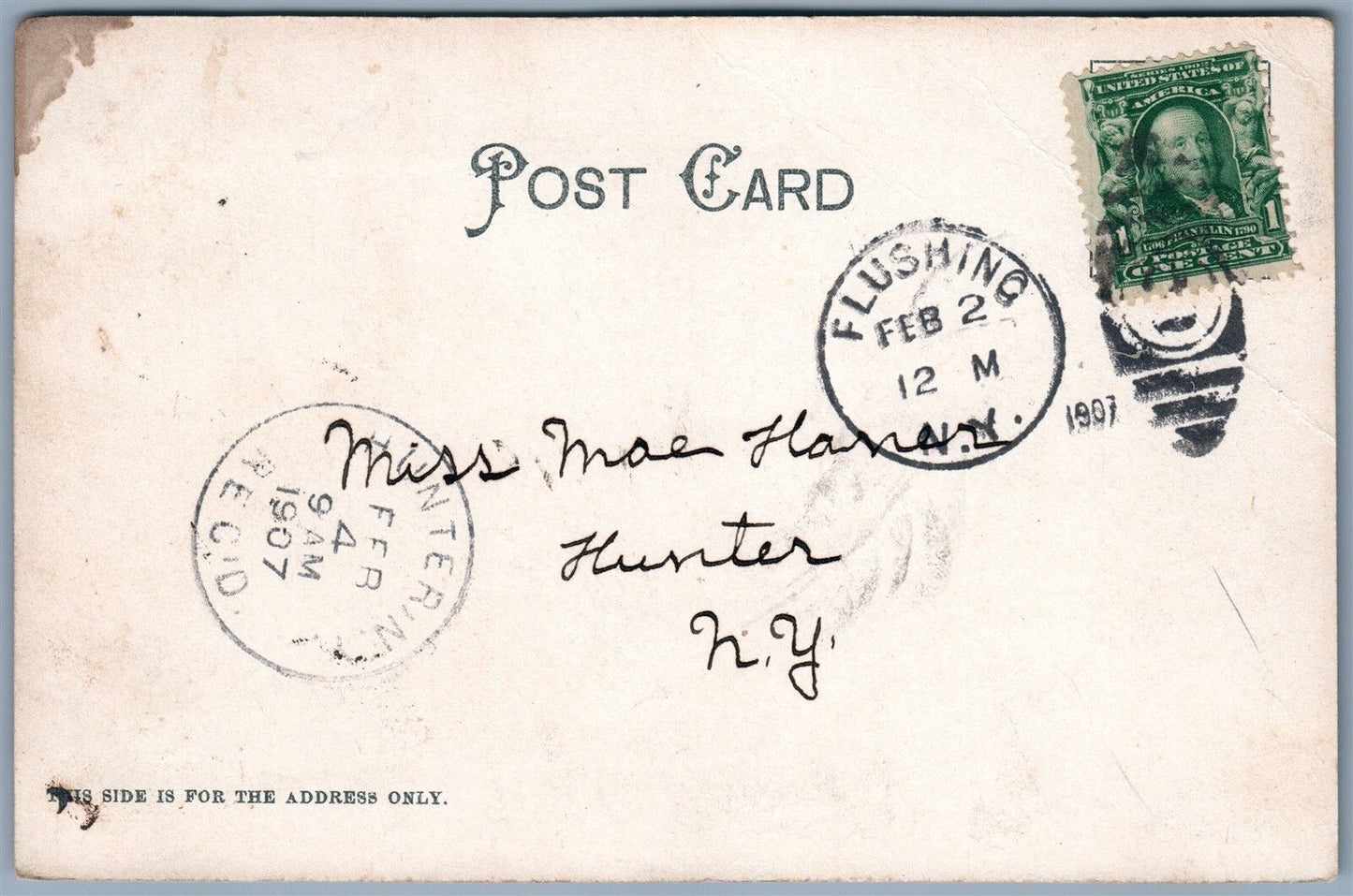 NASSAU LONG ISLAND NY GOLF CLUB HOUSE 1907 ANTIQUE POSTCARD w/ CORK CANCEL