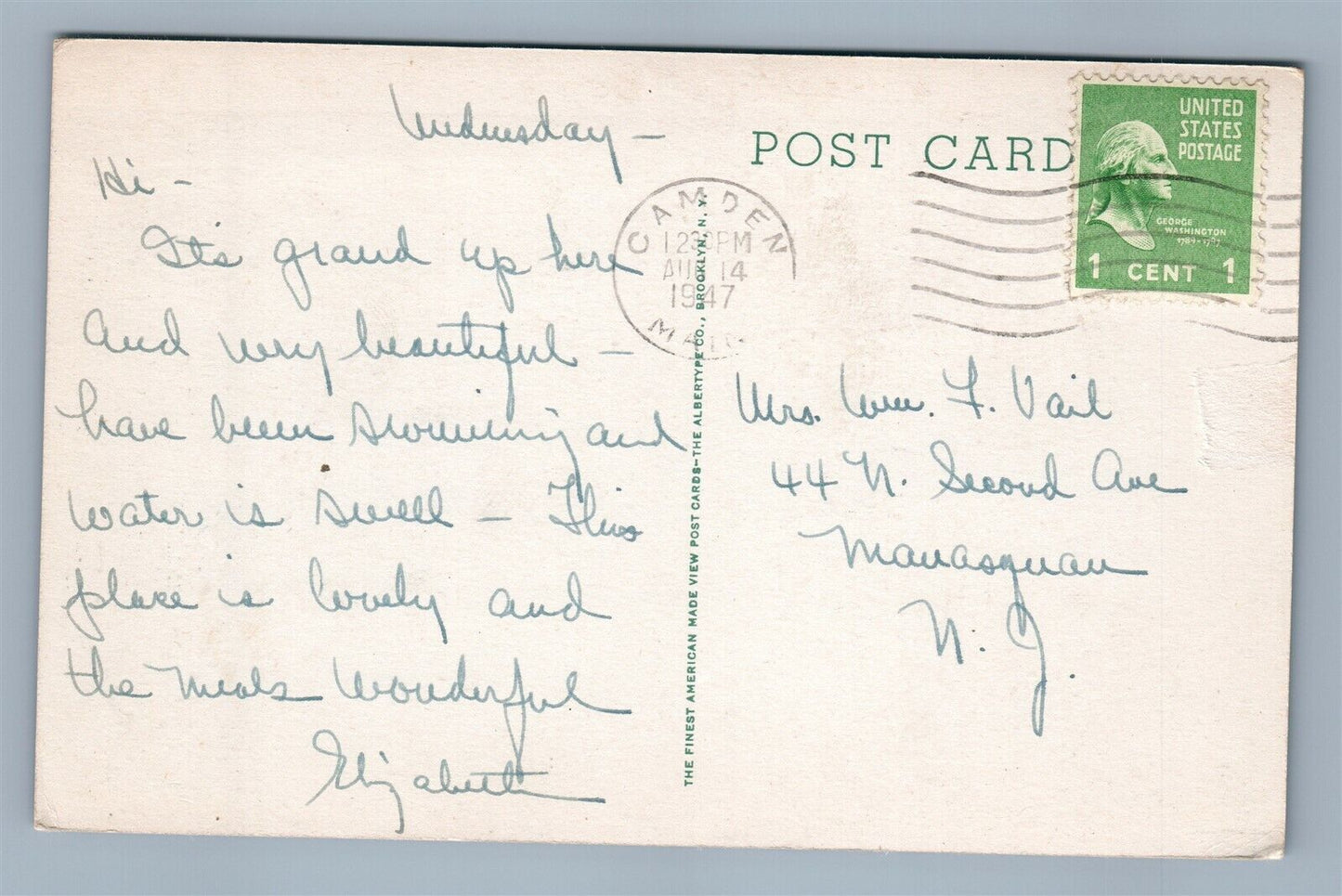 CAMDEN ME WHITEHALL INN VINTAGE POSTCARD