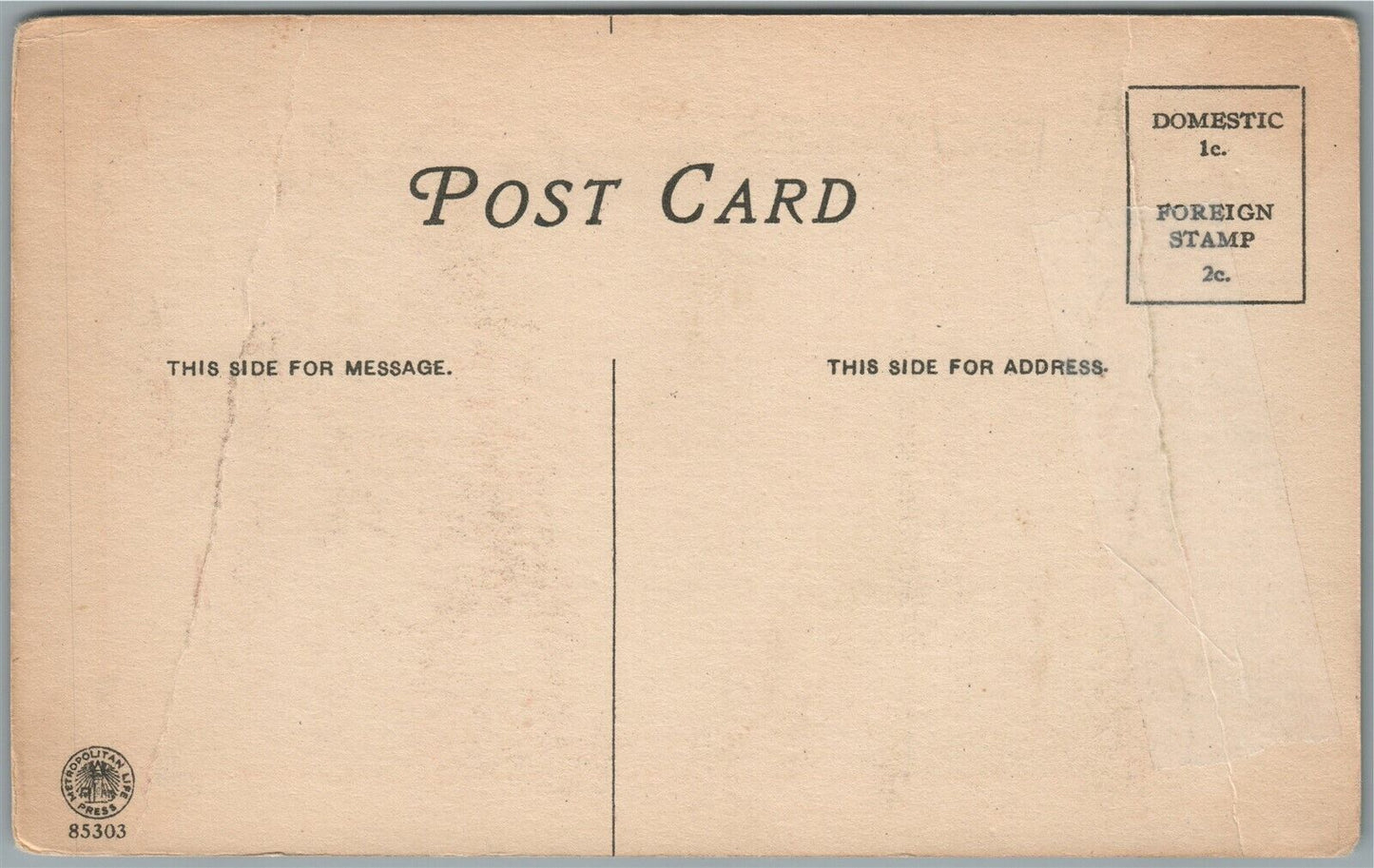 NEW YORK METROPOLITAN LIFE INSURANCE COMPANY ADVERTISING ANTIQUE POSTCARD