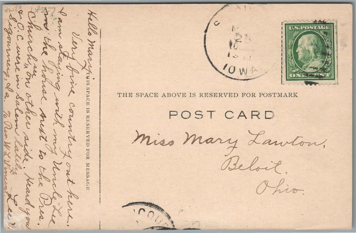 SIGOURNEY IA CHURCHES ANTIQUE POSTCARD