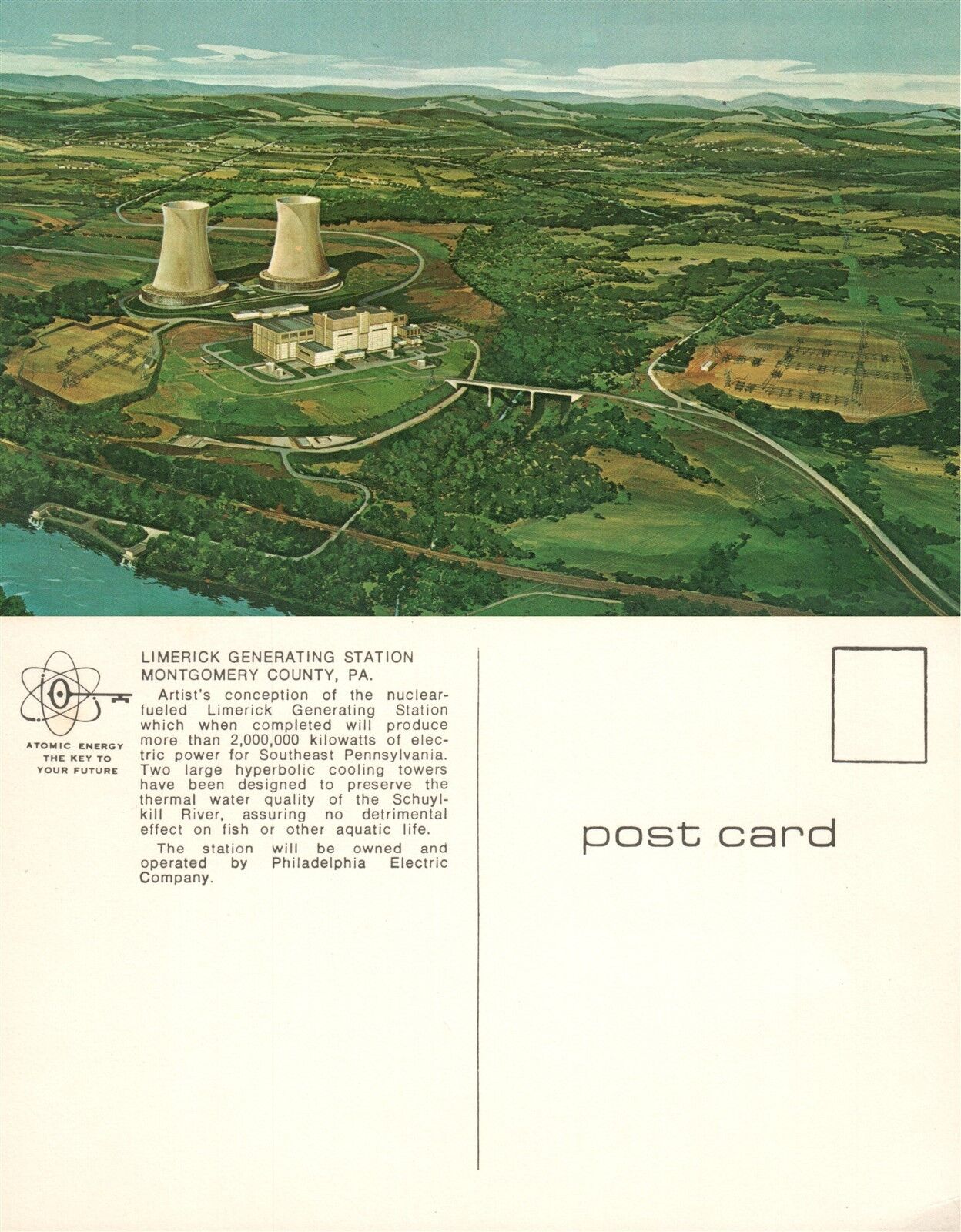 LIMERICK GENERATING NUCLEAR STATION MONTGOMERY COUNTY PA VINTAGE POSTCARD