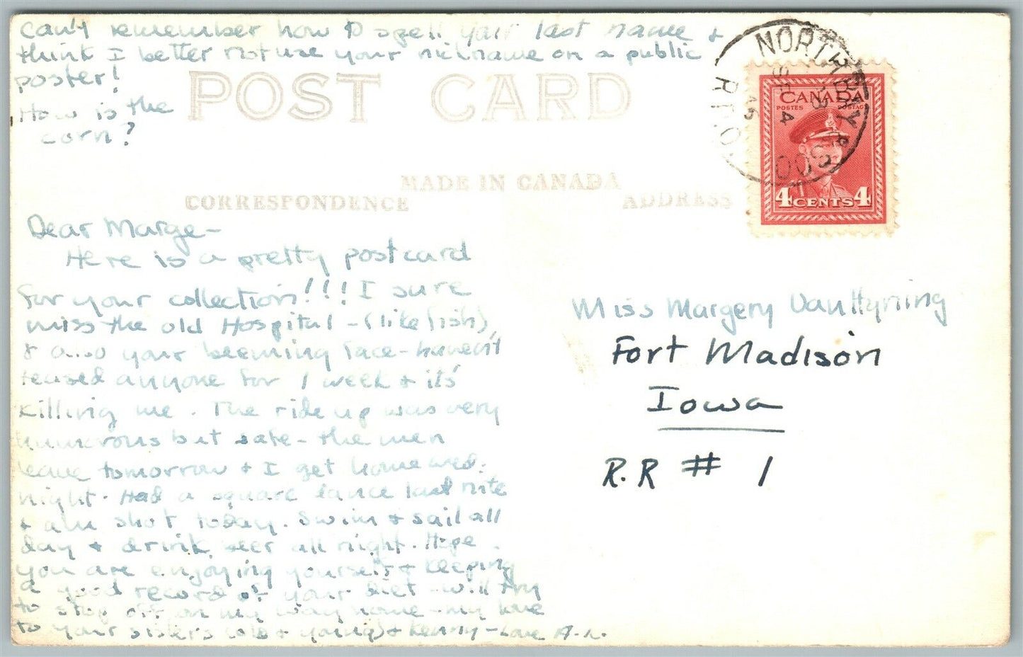 DESBARAYS ONT. CANADA FISHING EXAGGERATED VINTAGE REAL PHOTO POSTCARD RPPC