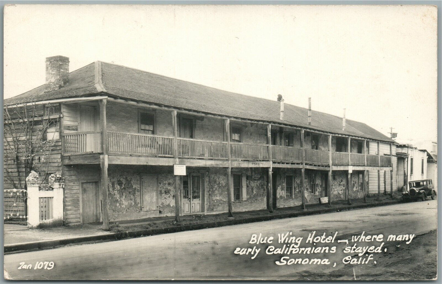 SONOMA CA BLUE WING HOTEL VINTAGE REAL PHOTO POSTCARD RPPC