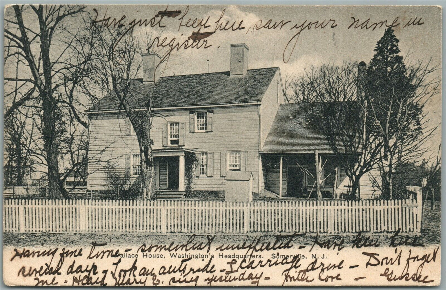 SOMERVILLE NJ WALLACE HOUSE WASHINGTON'S HEADQUARTERS ANTIQUE POSTCARD
