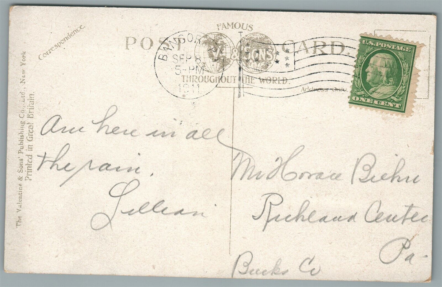 BANGOR PA MAIN STREET ANTIQUE POSTCARD