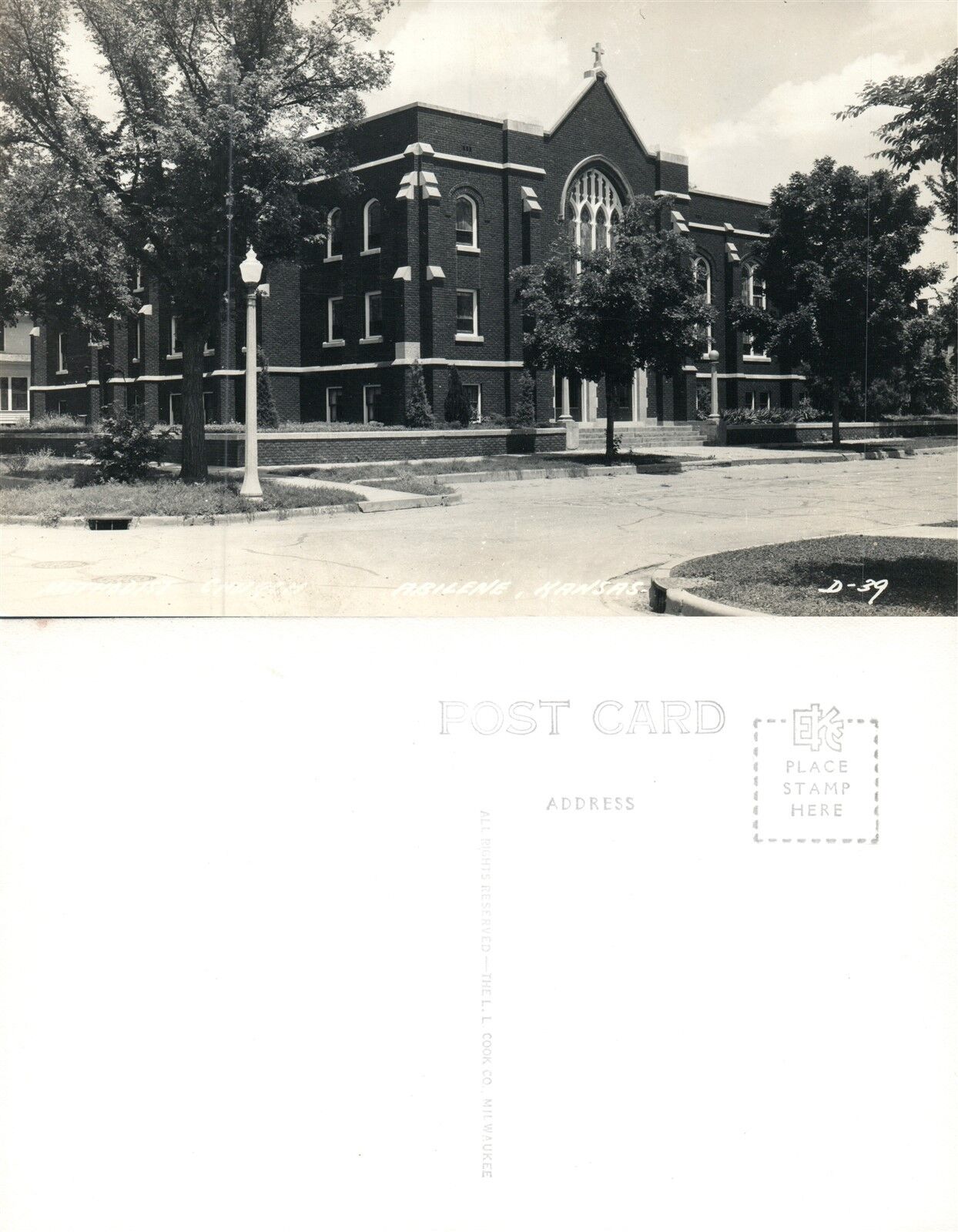 ABILENE KS METHODIST CHURCH RPPC VINTAGE REAL PHOTO POSTCARD