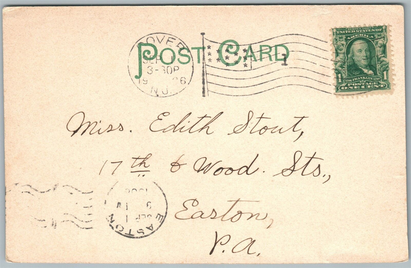 DOVER NJ BLACK POND 1906 UNDIVIDED ANTIQUE POSTCARD