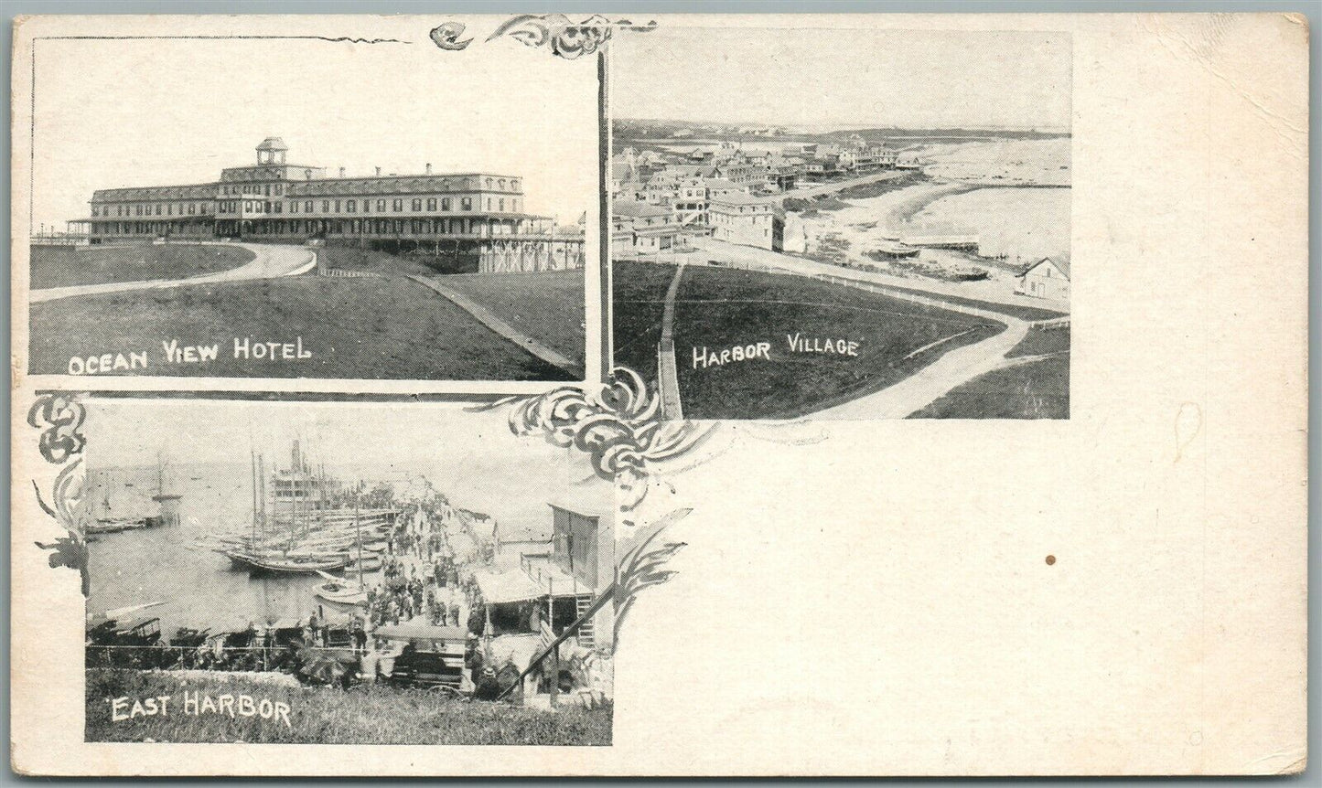 EAST HARBOR VILLAGE NJ OCEAN VIEW HOTEL ANTIQUE POSTCARD PRIVATE MAILING CARD