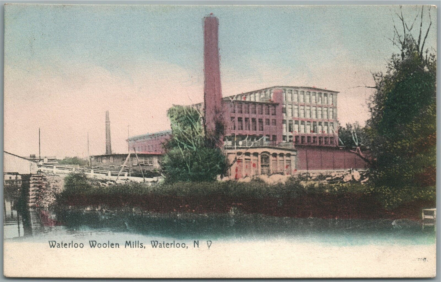 WATERLOO NY WOOLEN MILLS ANTIQUE POSTCARD