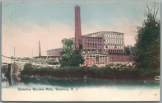 WATERLOO NY WOOLEN MILLS ANTIQUE POSTCARD