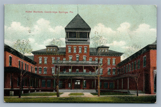 CAMBRIDGE SPRINGS PA HOTEL BARLETT ANTIQUE POSTCARD