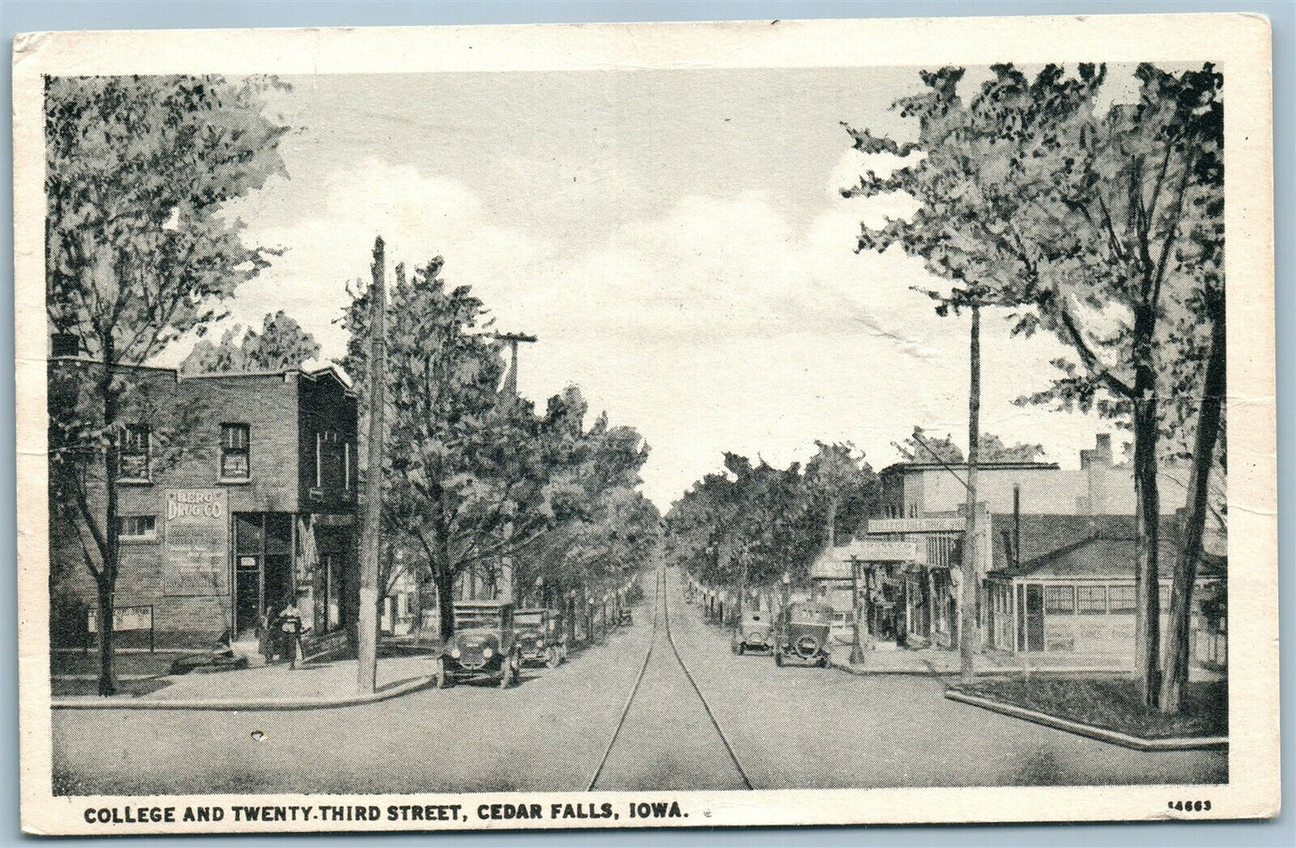 CEDAR FALLS IA COLLEGE & 23rd STREET VINTAGE POSTCARD