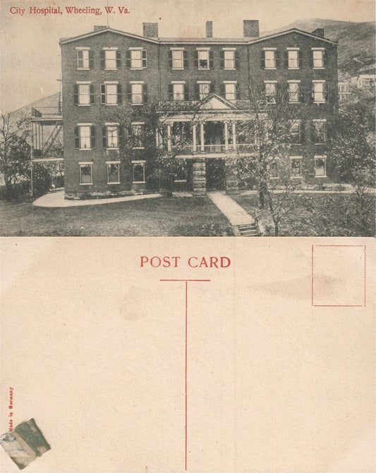 WHEELING W.VA CITY HOSPITAL ANTIQUE POSTCARD