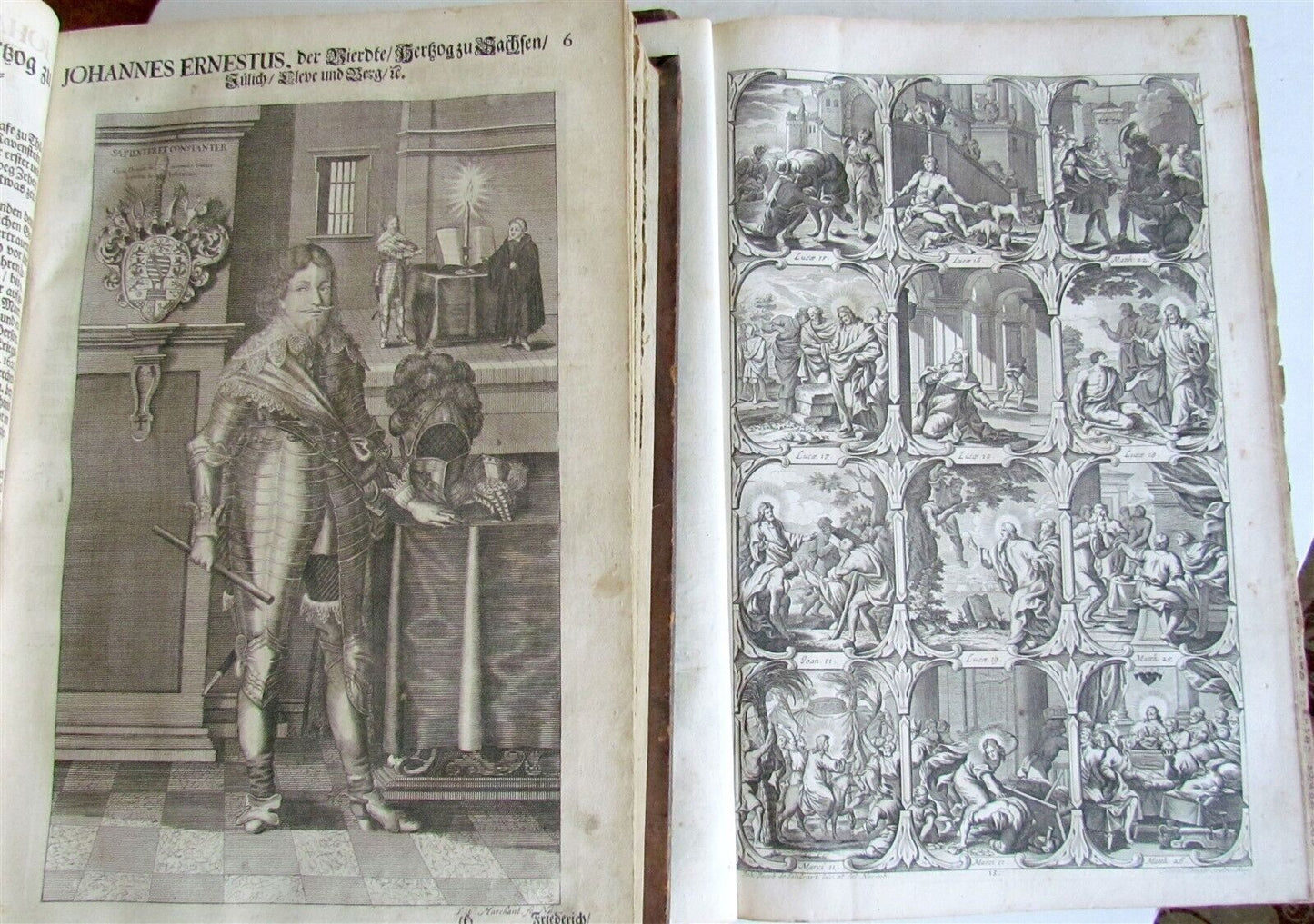 1708 BIBLE in GERMAN 3 MASSIVE FOLIO VOLUMES MARTIN LUTHER ILLUSTRATED antique