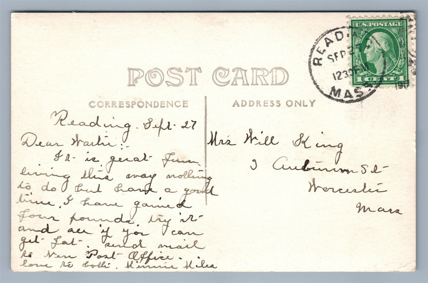 READING MA SQUARE ANTIQUE REAL PHOTO POSTCARD RPPC
