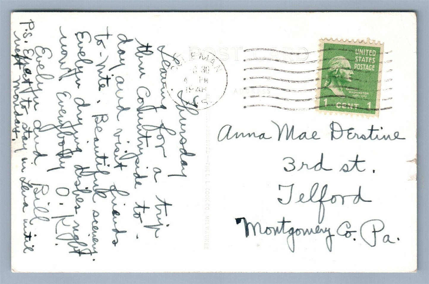 COLEMAN WI TRINITY LUTHERAN CHURCH 1948 VINTAGE REAL PHOTO POSTCARD RPPC