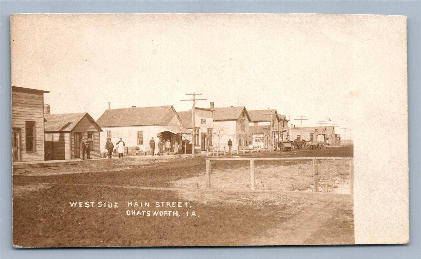 CHATSWORTH IA MAIN STREET ANTIQUE REAL PHOTO POSTCARD RPPC
