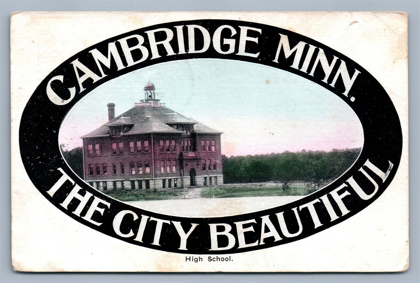 CAMBRIDGE MN HIGH SCHOOL 1910 ANTIQUE POSTCARD