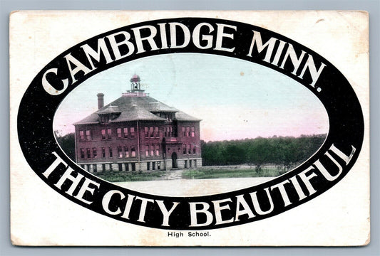 CAMBRIDGE MN HIGH SCHOOL 1910 ANTIQUE POSTCARD