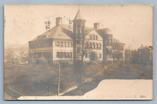 NEW BRIGHTON PA HIGH SCHOOL ANTIQUE REAL PHOTO POSTCARD RPPC
