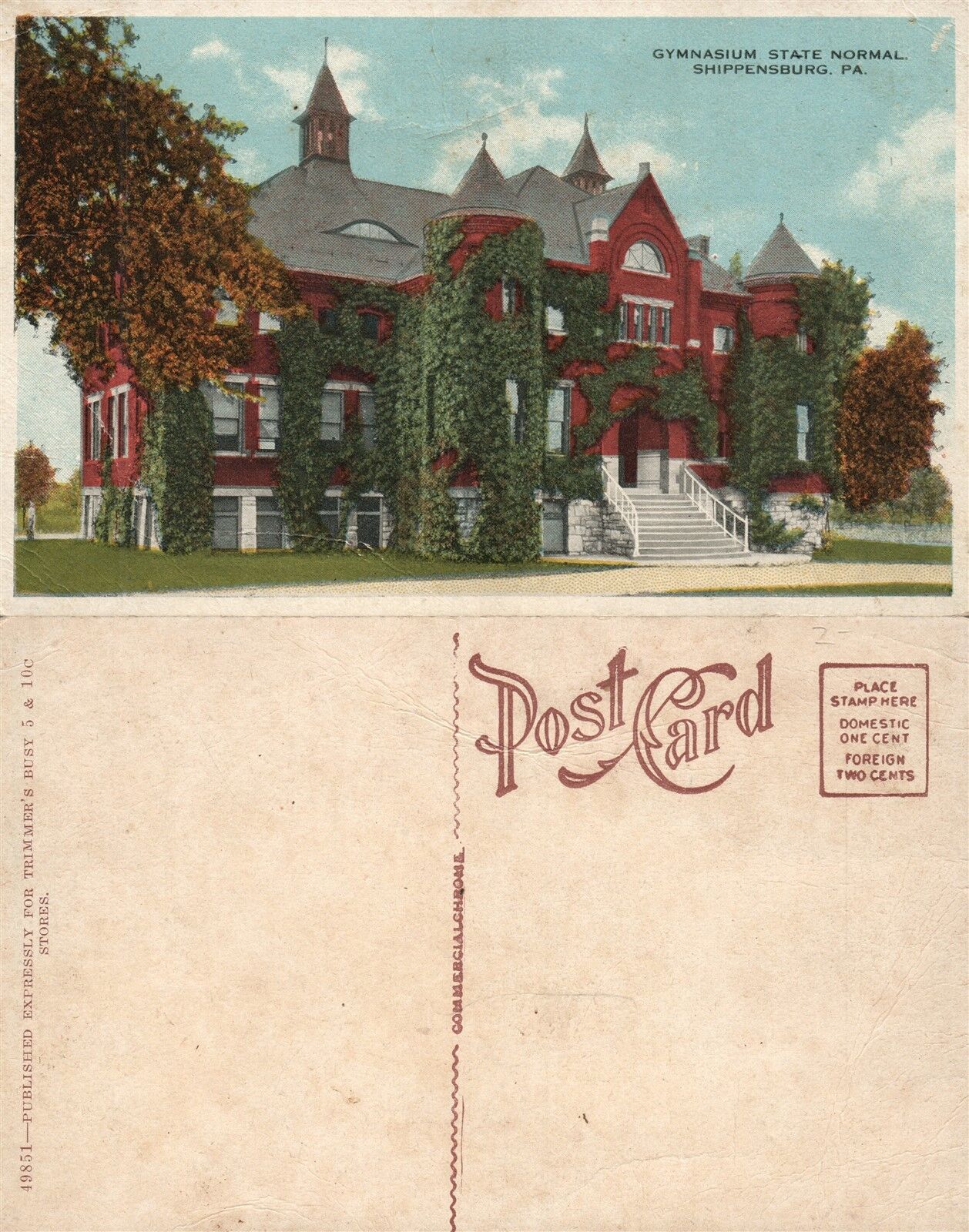 SHIPPENSBURG PA GYMNASIUM STATE NORMAL ANTIQUE POSTCARD