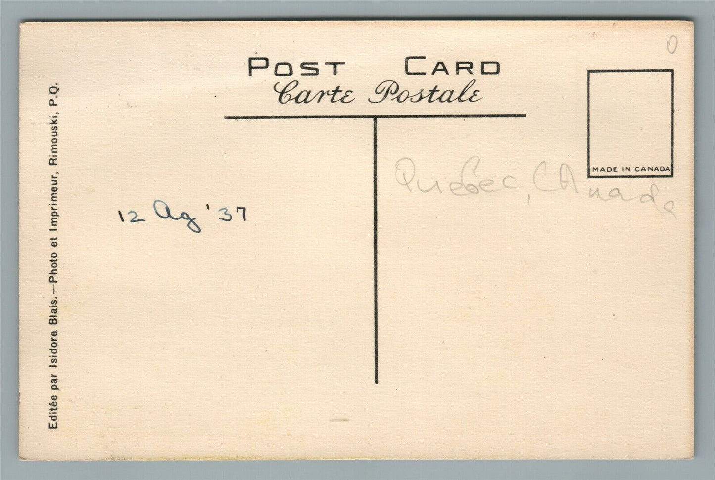 CANADA LE BIC, CO. RIM QUEBEC ANTIQUE POSTCARD