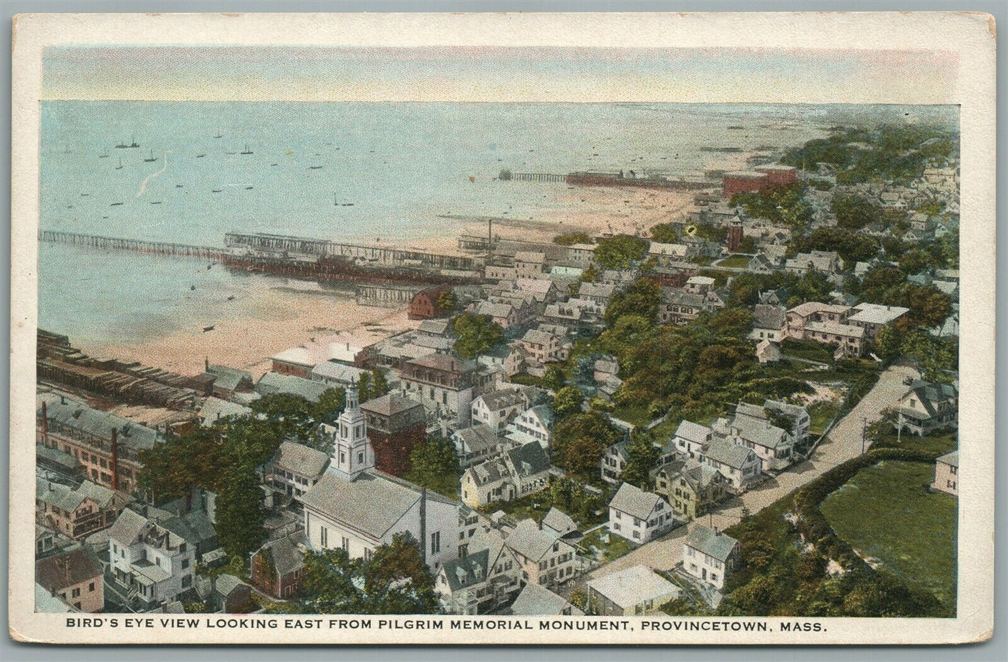 PROVINCETOWN MA BIRDS EYE VIEW ANTIQUE POSTCARD