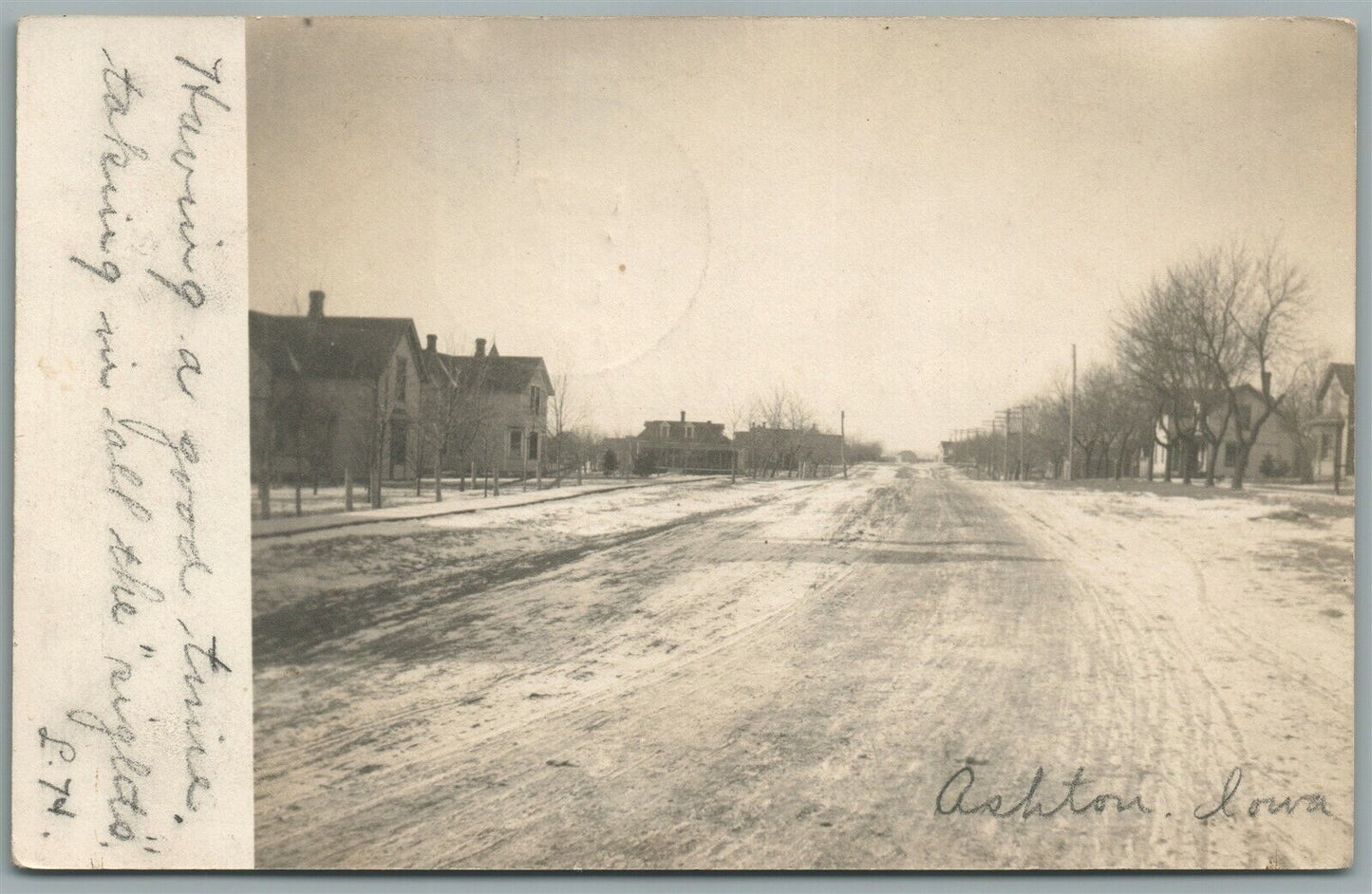 ASHTON IA STREET SCENE ANTIQUE REAL PHOTO POSTCARD RPPC