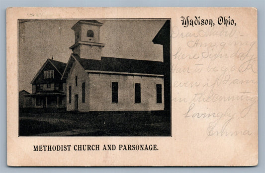 MADISON OH METHODIST CHURCH 1906 ANTIQUE POSTCARD