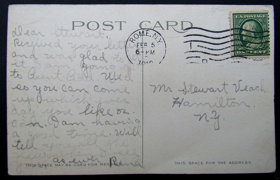 VINTAGE 1919 POSTCARD - MOHAWK VALLEY NEAR AMSTERDAM NY train railway railroad