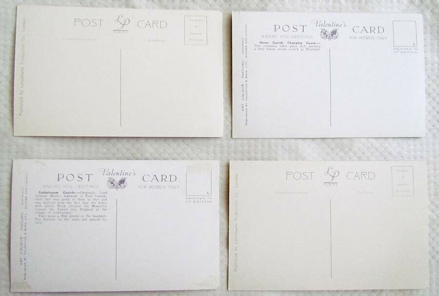 LOT OF 4 VINTAGE POSTCARDS - BRITISH ROYAL GUARDS ENGLAND UK