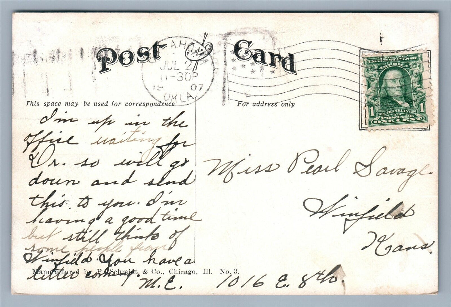 OKLAHOMA CITY OK BROADWAY LOOKING NORTH ANTIQUE POSTCARD