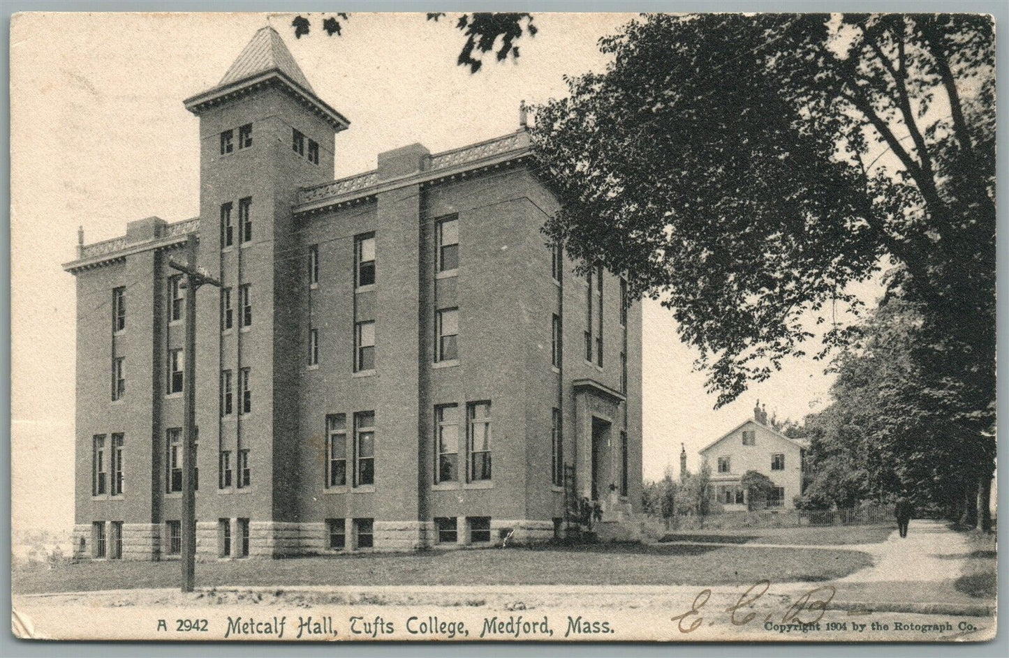 MEDFORD MA METCALF HALL TUFTS COLLEGE ANTIQUE POSTCARD