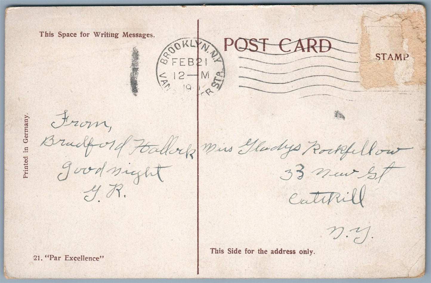 BROOKLYN NY 51st STREET & FOURTH AVENUE PUBLIC LIBRARY ANTIQUE POSTCARD