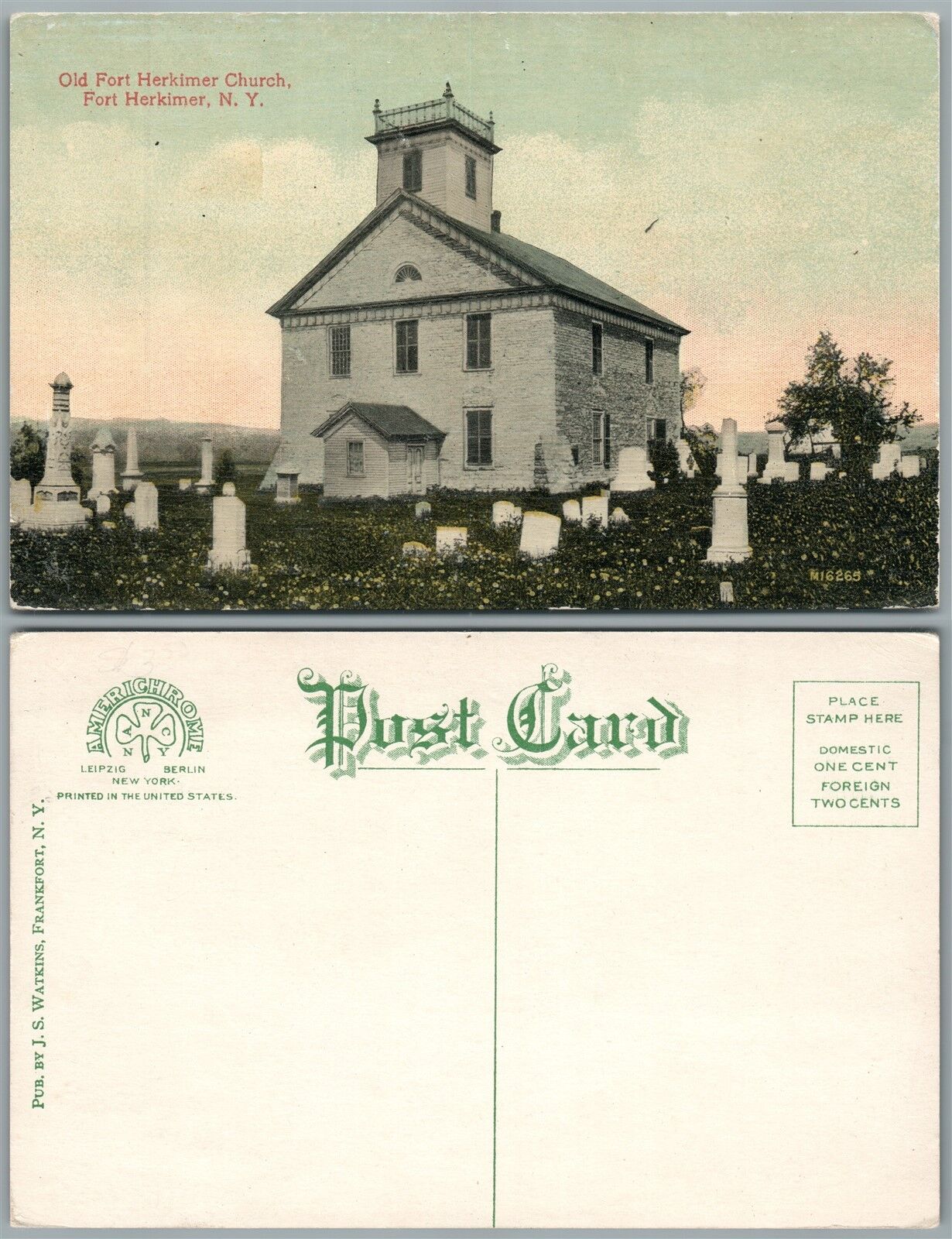 FORT HERKIMER N.Y. OLD CHURCH ANTIQUE POSTCARD