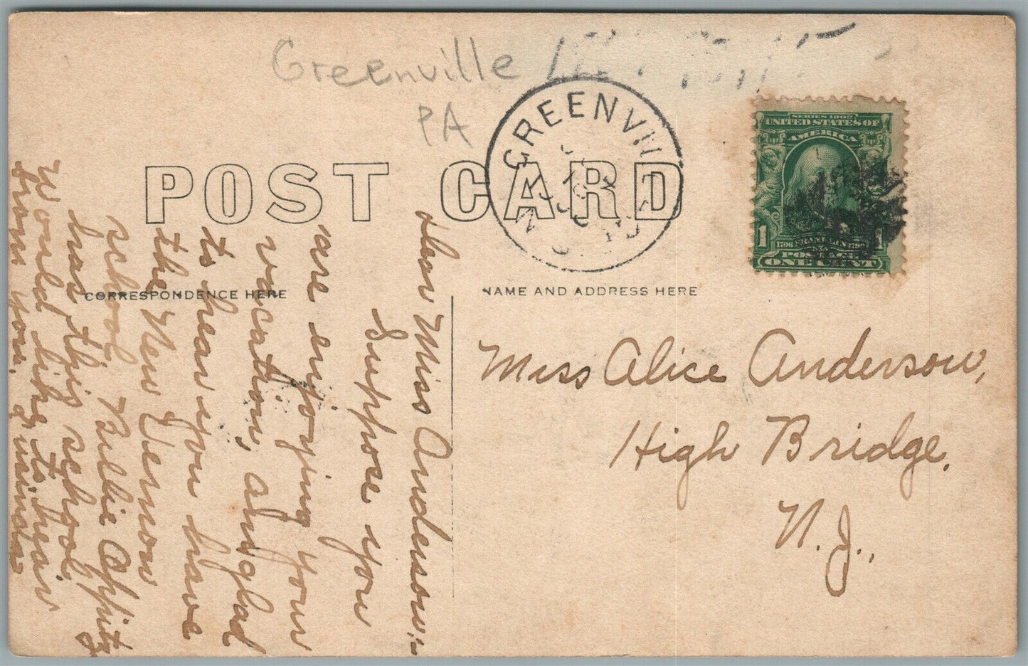 GREENVILLE PA STREET SCENE ANTIQUE REAL PHOTO POSTCARD RPPC