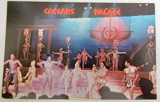 CAESARS PALACE HOTEL SHOW SCENE LAS VEGAS NEVADA VINTAGE ADVERTISING POSTCARD