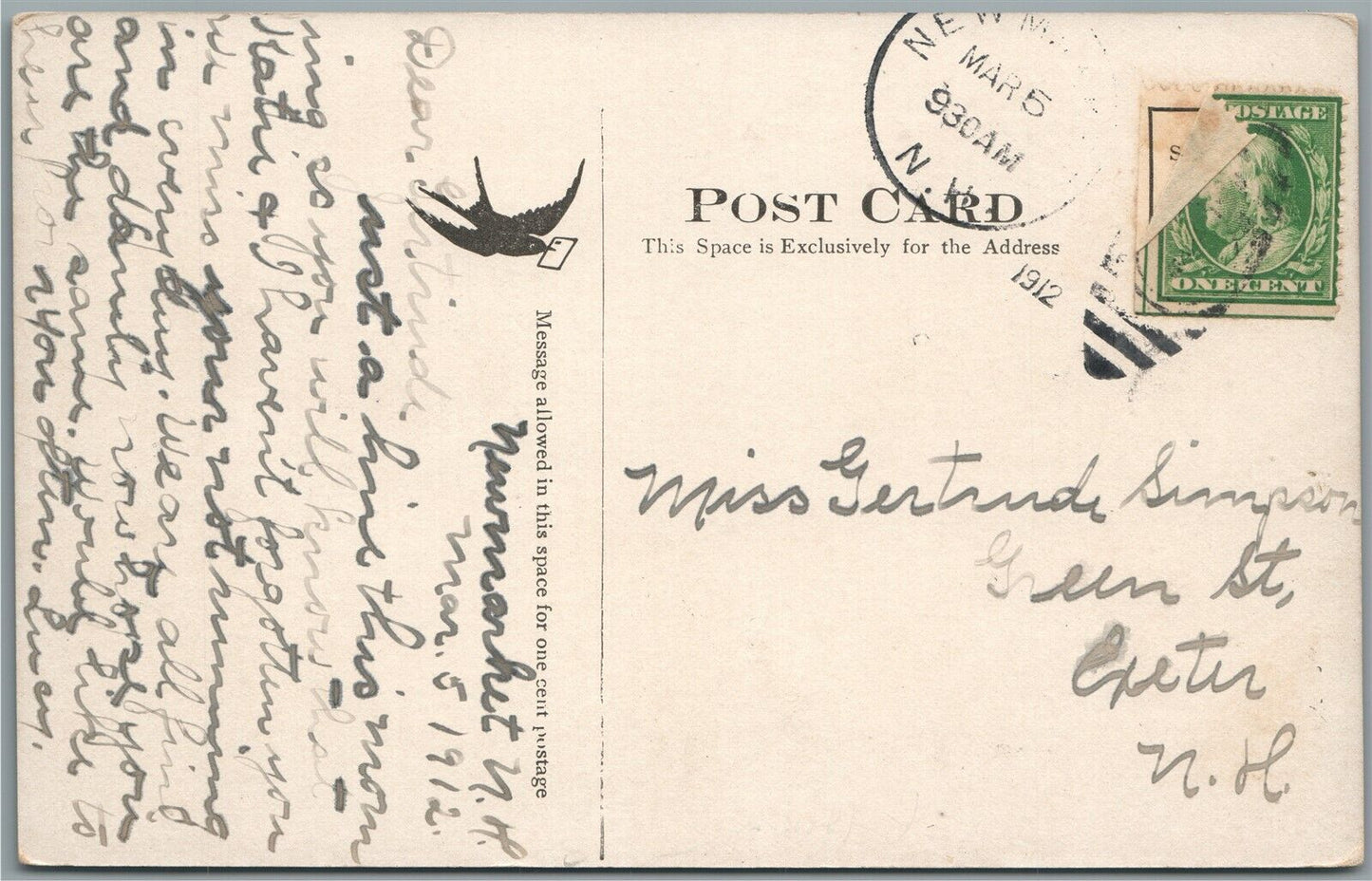 NEWMARKET NH PUMPING STATION VIEW ANTIQUE POSTCARD