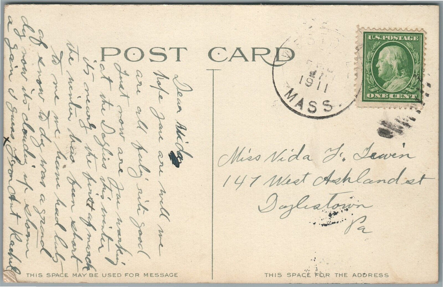 BROCKTON MA MONTELLO STREET ANTIQUE POSTCARD