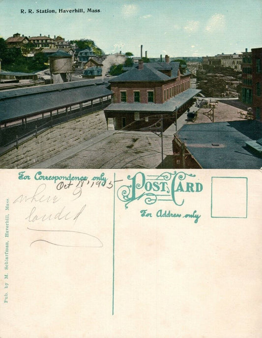 HAVERHILL MA RAILROAD STATION ANTIQUE POSTCARD railway depot