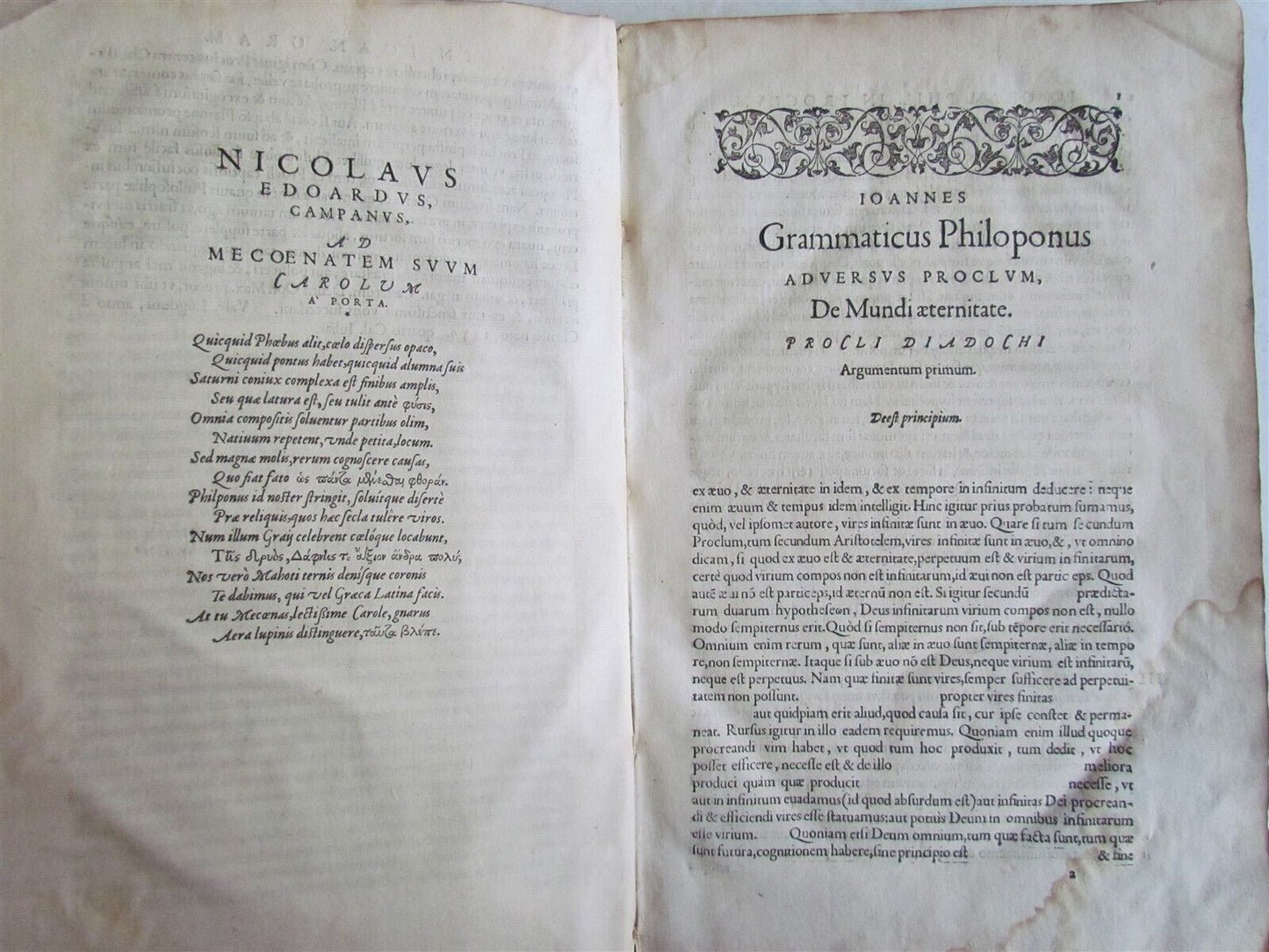 1557 PHILOSOPHY by Philoponus Joannes Grammaticus ANTIQUE FOLIO vellum bound