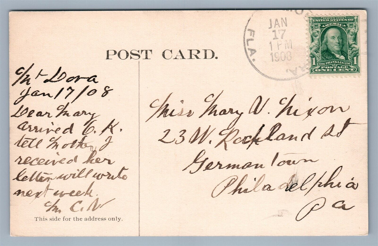 LAKE DORA & PALM ISLAND ANTIQUE POSTCARD