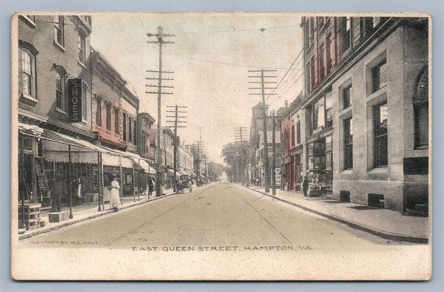 HAMPTON VA EAST QUEEN STREET ANTIQUE POSTCARD