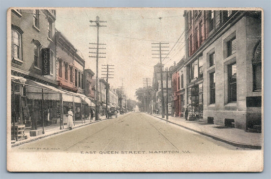 HAMPTON VA EAST QUEEN STREET ANTIQUE POSTCARD