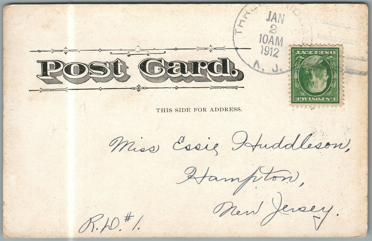 THREE BRIDGES NJ REFORMED CHURCH ANTIQUE POSTCARD