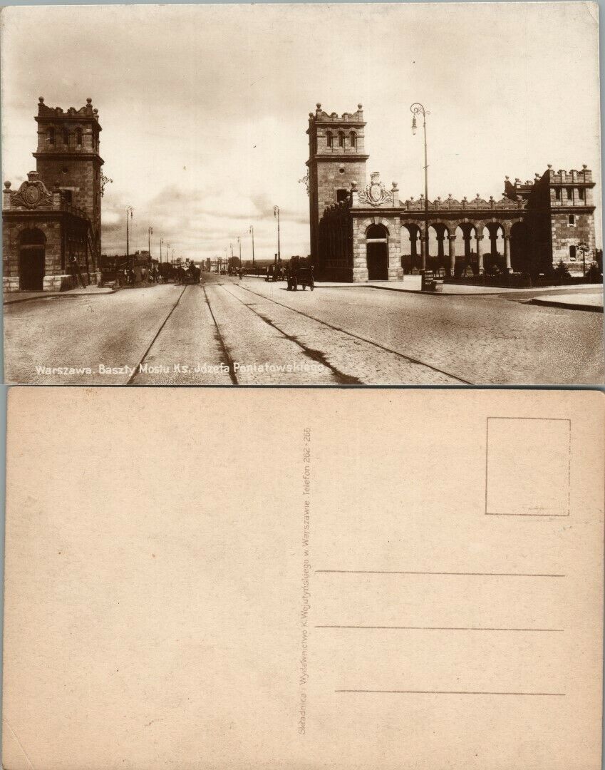 VINTAGE POLISH RPPC REAL PHOTO POSTCARD PRINCE PONIATOWSKY BRIDGE WARSAW POLAND