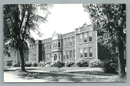 FLORENCE WI HIGH SCHOOL VINTAGE REAL PHOTO POSTCARD RPPC
